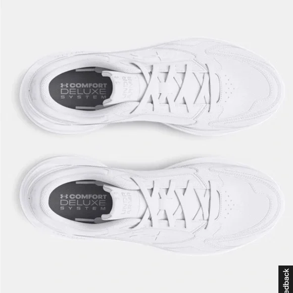 Extra wide!! 4E Under Armour Edge Lthr white Athletic Sneakers - Picture 3 of 14